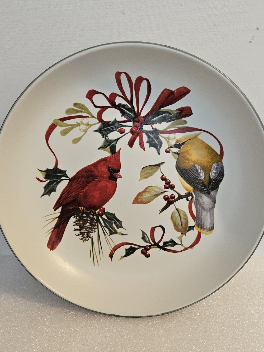 Lenox Winter Greetings Everyday 9” Individual Pasta Bowl Cardinal Birds